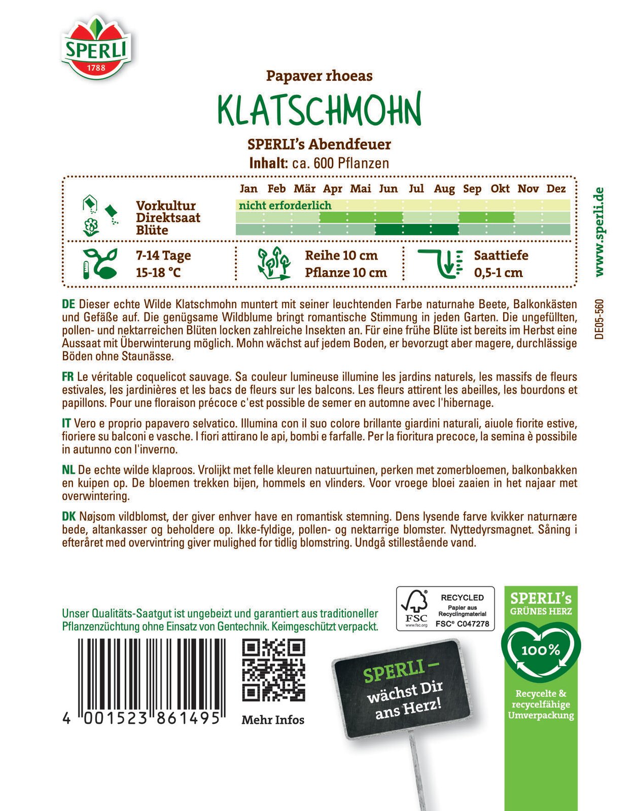 Papaver rhoeas, Wilder Klatschmohn - Produktbild 2