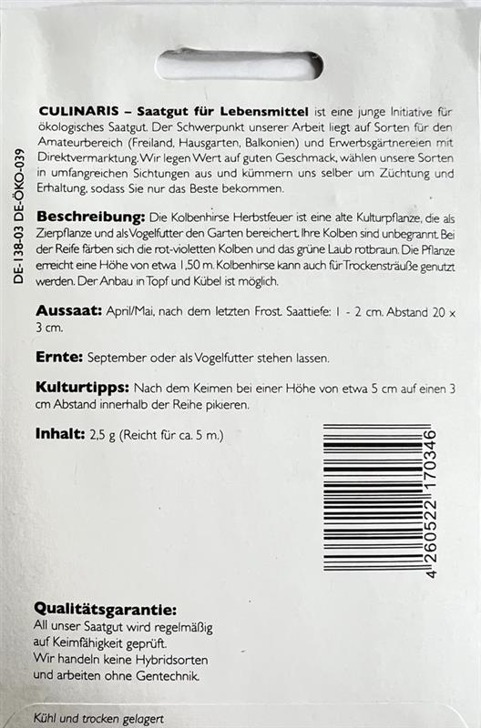 Bio Kolbenhirse Herbstfeuer - Produktbild 2