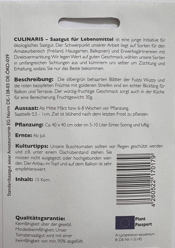 Bio Tomate Busch Fuzzy Wuzzy - Produktbild 2