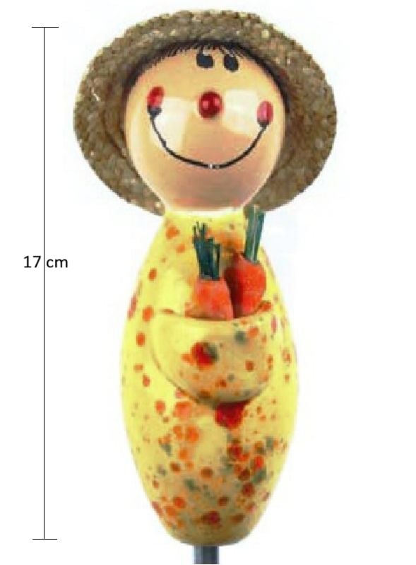 Keramik Gärtner m Strohhut gelb ca 17cm - Produktbild 1