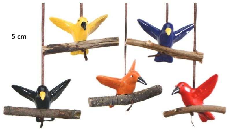 Keramik Vogel klein auf Ast ca. 5 cm (55992) - Produktbild 1