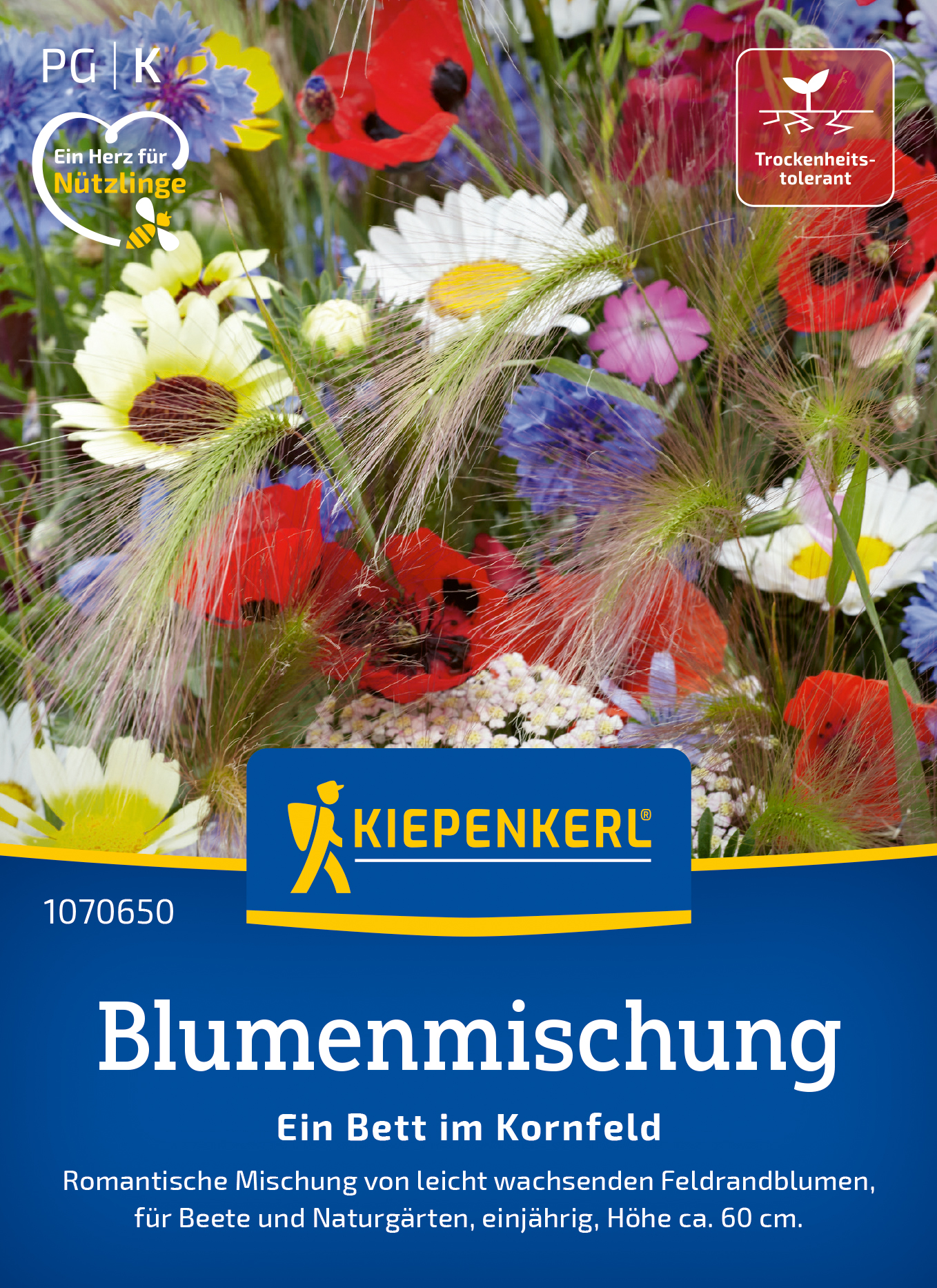 Blumenmischung ein Bett im Kornfeld