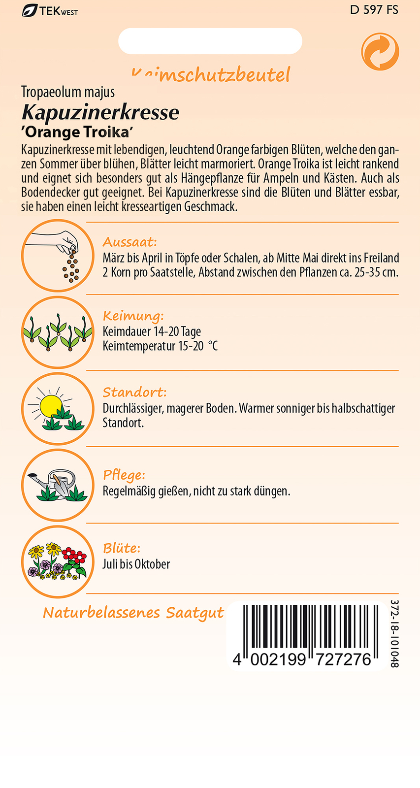 Tropaeolum majus Orange Troika - Produktbild 2