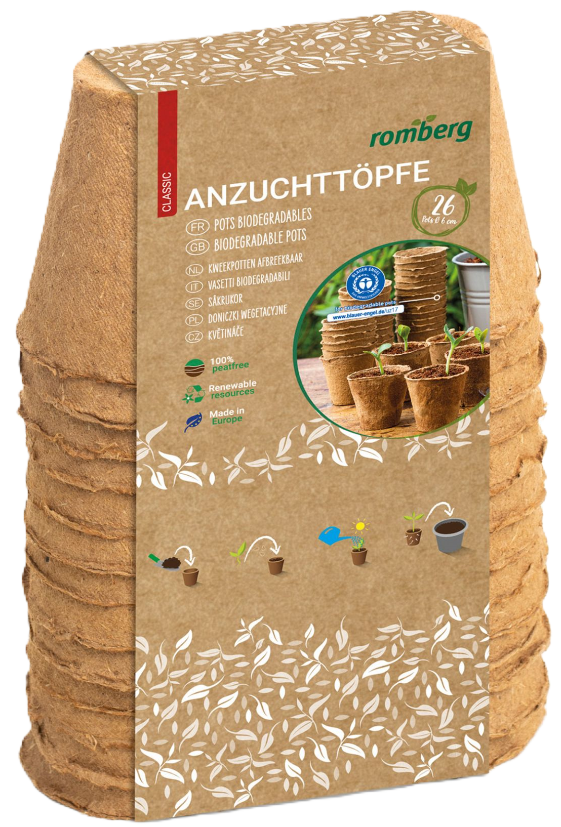 Romberg 26 Kokos Anzuchttöpfe rund ⌀ 6 cm