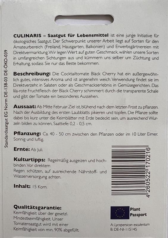 Bio Tomate Cocktail Black Cherry - Produktbild 2