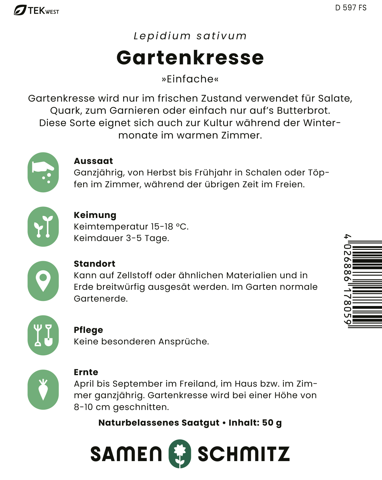 Gartenkresse Einfache, grüne 50g - Produktbild 2