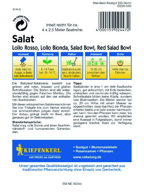 Saatband Schnitts. Babyleaf Salatwiese - Produktbild 2