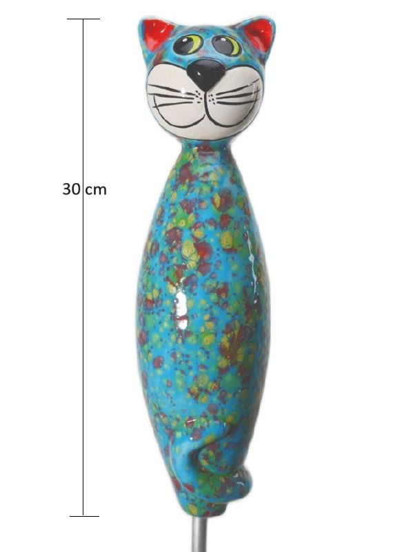 Keramik-Katze f. Stab, mblau ca. 30 cm - Produktbild 1