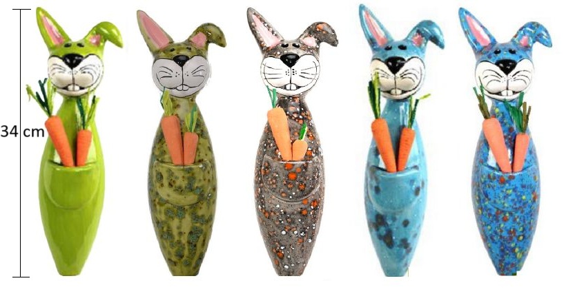 Hase m. Karotte L sort. ca. 34 cm 63663-68 - Produktbild 1