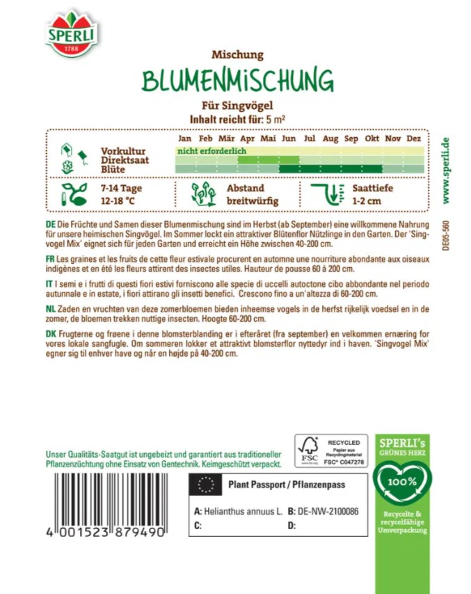 Blumenmischung für Singvögel - Produktbild 2