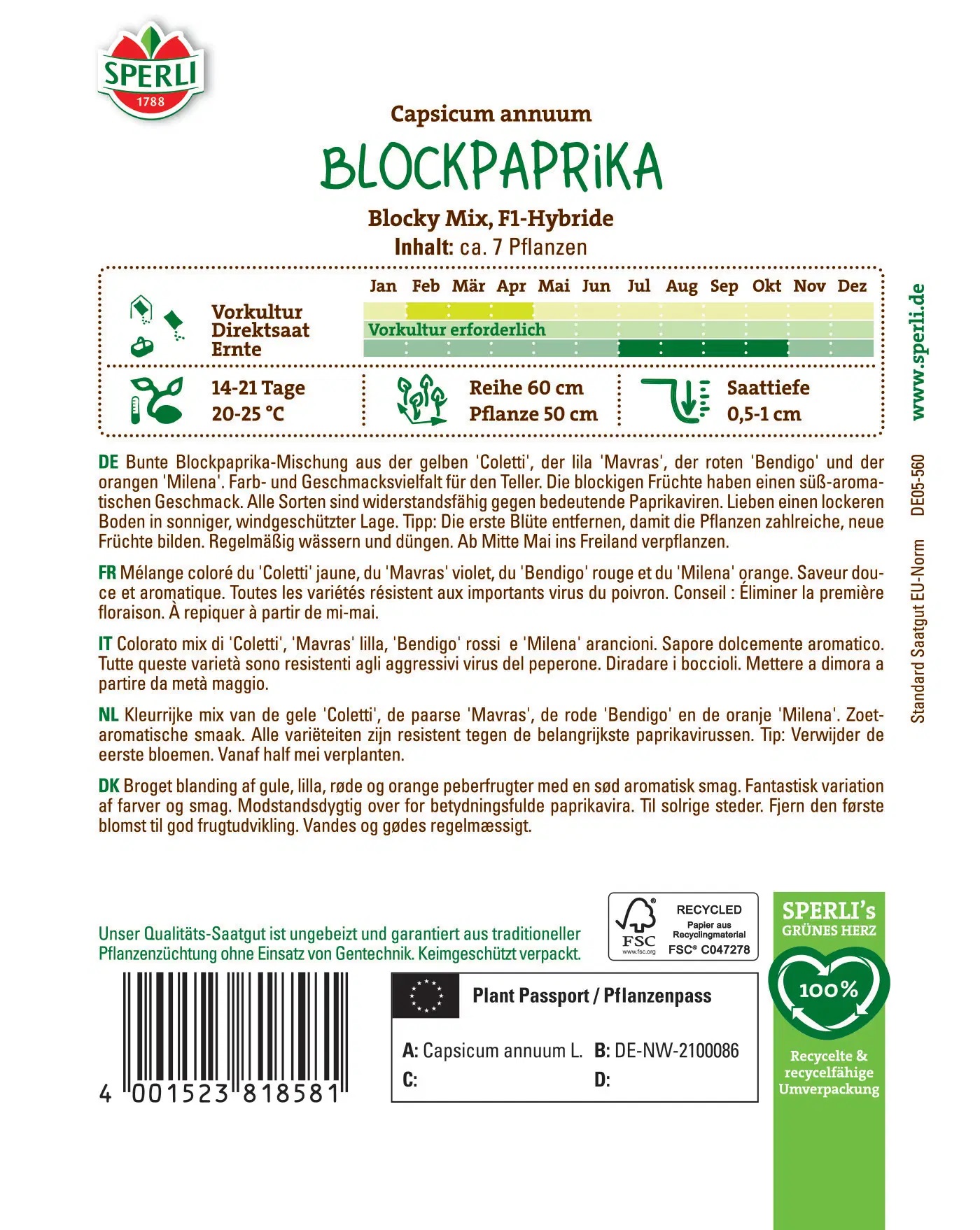 Paprika Blocky Mix F1 - Produktbild 2