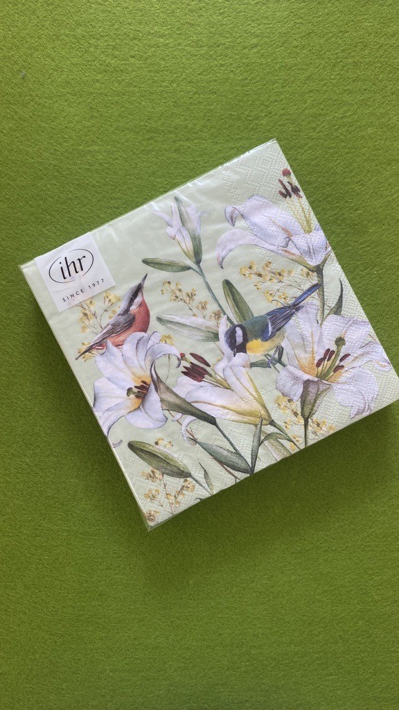 IHR, Lunch-Servietten "Birds In Lilies"