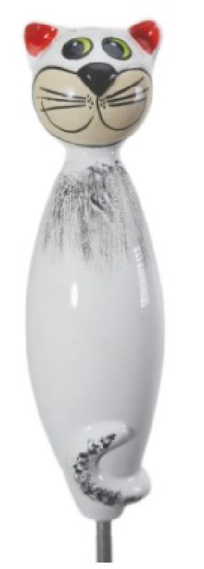 Keramik-Katze weiß-gr ca. 30 cm 29307 - Produktbild 1